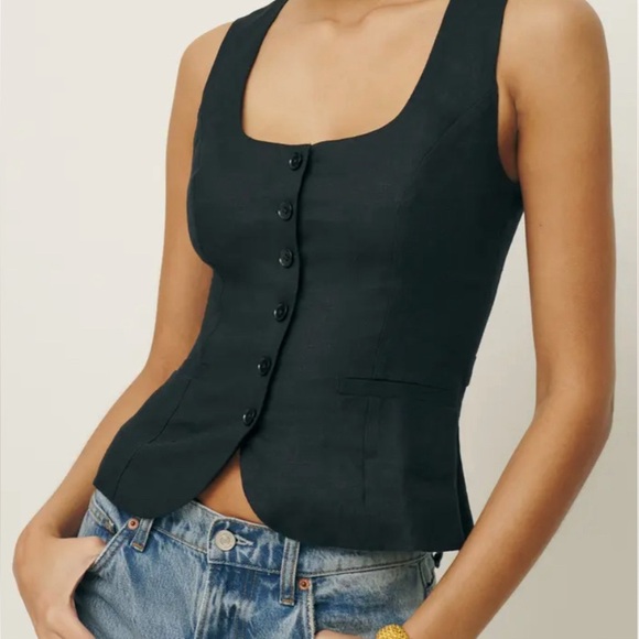 Reformation Jackets & Blazers - REFORMATION Delanie Linen Vest - Black - Size 12 - NWoT!
